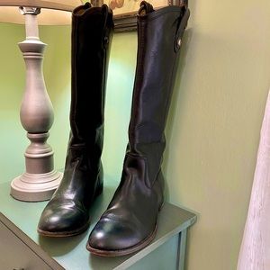 FRYE Melissa Button Black Tall Shaft Leather Boot